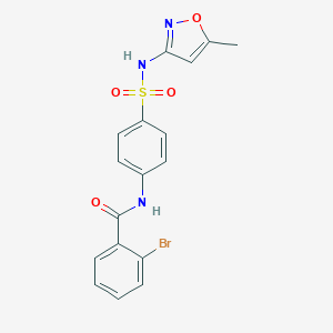 molecular formula C17H14BrN3O4S B406729 2-bromo-N-(4-{[(5-methyl-3-isoxazolyl)amino]sulfonyl}phenyl)benzamide 