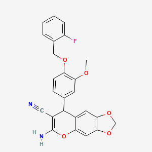 molecular formula C25H19FN2O5 B4067307 6-amino-8-{4-[(2-fluorobenzyl)oxy]-3-methoxyphenyl}-8H-[1,3]dioxolo[4,5-g]chromene-7-carbonitrile 