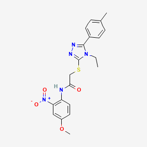 molecular formula C20H21N5O4S B4067324 2-{[4-ethyl-5-(4-methylphenyl)-4H-1,2,4-triazol-3-yl]thio}-N-(4-methoxy-2-nitrophenyl)acetamide 
