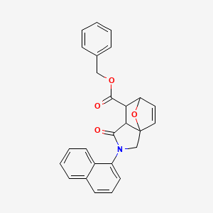 molecular formula C26H21NO4 B4067338 苯甲酸苄酯 3-(1-萘基)-4-氧代-10-氧杂-3-氮杂三环[5.2.1.0~1,5~]癸-8-烯-6-甲酸酯 