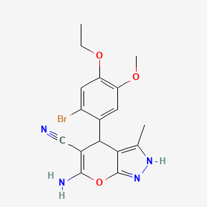 molecular formula C17H17BrN4O3 B4067346 6-amino-4-(2-bromo-4-ethoxy-5-methoxyphenyl)-3-methyl-1,4-dihydropyrano[2,3-c]pyrazole-5-carbonitrile 