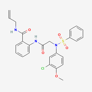molecular formula C25H24ClN3O5S B4067366 N-烯丙基-2-{[N-(3-氯-4-甲氧基苯基)-N-(苯磺酰基)甘氨酰]氨基}苯甲酰胺 