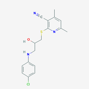 molecular formula C17H18ClN3OS B4067371 2-({3-[(4-chlorophenyl)amino]-2-hydroxypropyl}thio)-4,6-dimethylnicotinonitrile 