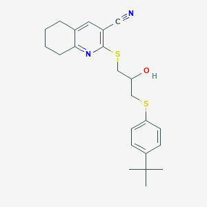 molecular formula C23H28N2OS2 B4067386 2-({3-[(4-tert-butylphenyl)thio]-2-hydroxypropyl}thio)-5,6,7,8-tetrahydro-3-quinolinecarbonitrile 
