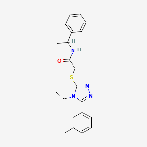 molecular formula C21H24N4OS B4067400 2-{[4-ethyl-5-(3-methylphenyl)-4H-1,2,4-triazol-3-yl]thio}-N-(1-phenylethyl)acetamide 