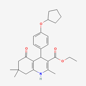 molecular formula C26H33NO4 B4067403 4-[4-(环戊氧基)苯基]-2,7,7-三甲基-5-氧代-1,4,5,6,7,8-六氢-3-喹啉甲酸乙酯 