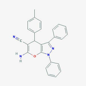 molecular formula C26H20N4O B406741 6-Amino-4-(4-methylphenyl)-1,3-diphenyl-1,4-dihydropyrano[2,3-c]pyrazole-5-carbonitrile 