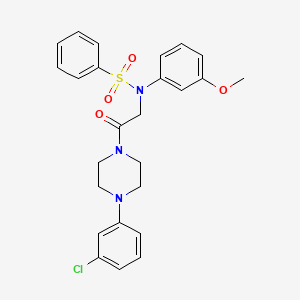 molecular formula C25H26ClN3O4S B4067433 N-{2-[4-(3-Chloro-phenyl)-piperazin-1-yl]-2-oxo-ethyl}-N-(3-methoxy-phenyl)-benzenesulfonamide 