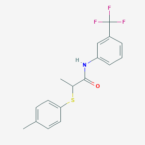 molecular formula C17H16F3NOS B4067444 2-[(4-methylphenyl)thio]-N-[3-(trifluoromethyl)phenyl]propanamide 