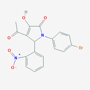 molecular formula C18H13BrN2O5 B406745 4-acetyl-1-(4-bromophenyl)-3-hydroxy-5-{2-nitrophenyl}-1,5-dihydro-2H-pyrrol-2-one CAS No. 332022-31-8