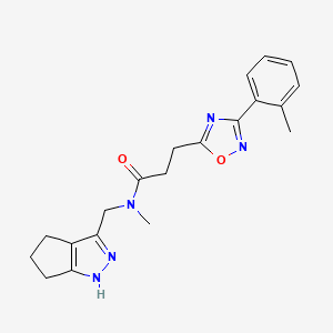 molecular formula C20H23N5O2 B4067467 N-methyl-3-[3-(2-methylphenyl)-1,2,4-oxadiazol-5-yl]-N-(2,4,5,6-tetrahydrocyclopenta[c]pyrazol-3-ylmethyl)propanamide 