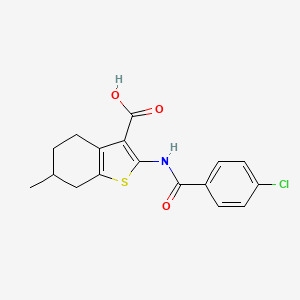 molecular formula C17H16ClNO3S B4067470 2-[(4-chlorobenzoyl)amino]-6-methyl-4,5,6,7-tetrahydro-1-benzothiophene-3-carboxylic acid 
