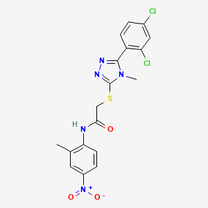 molecular formula C18H15Cl2N5O3S B4067471 2-{[5-(2,4-dichlorophenyl)-4-methyl-4H-1,2,4-triazol-3-yl]thio}-N-(2-methyl-4-nitrophenyl)acetamide 
