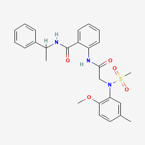 molecular formula C26H29N3O5S B4067474 2-{[N-(2-methoxy-5-methylphenyl)-N-(methylsulfonyl)glycyl]amino}-N-(1-phenylethyl)benzamide 