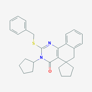 2-(benzylsulfanyl)-3-cyclopentyl-5,6-dihydrospiro(benzo[h]quinazoline-5,1'-cyclopentane)-4(3H)-one