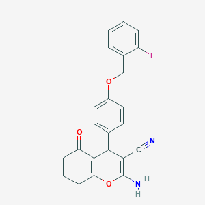 molecular formula C23H19FN2O3 B4067484 2-amino-4-{4-[(2-fluorobenzyl)oxy]phenyl}-5-oxo-5,6,7,8-tetrahydro-4H-chromene-3-carbonitrile 