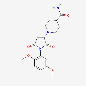 molecular formula C18H23N3O5 B4067489 1-[1-(2,5-dimethoxyphenyl)-2,5-dioxo-3-pyrrolidinyl]-4-piperidinecarboxamide 
