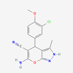 6-amino-4-(3-chloro-4-methoxyphenyl)-3-methyl-1,4-dihydropyrano[2,3-c]pyrazole-5-carbonitrile