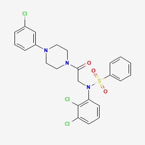 molecular formula C24H22Cl3N3O3S B4067501 N-{2-[4-(3-Chloro-phenyl)-piperazin-1-yl]-2-oxo-ethyl}-N-(2,3-dichloro-phenyl)-benzenesulfonamide 