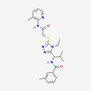 molecular formula C24H30N6O2S B4067502 N-{1-[4-ethyl-5-({2-[(3-methyl-2-pyridinyl)amino]-2-oxoethyl}thio)-4H-1,2,4-triazol-3-yl]-2-methylpropyl}-3-methylbenzamide 