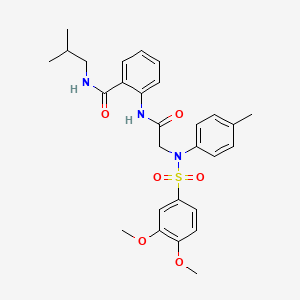 molecular formula C28H33N3O6S B4067504 2-{[N-[(3,4-二甲氧基苯基)磺酰基]-N-(4-甲基苯基)甘氨酰]氨基}-N-异丁基苯甲酰胺 
