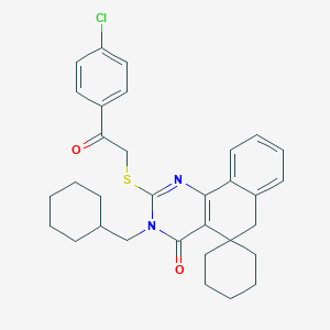 molecular formula C32H35ClN2O2S B406751 2-[2-(4-chlorophenyl)-2-oxoethyl]sulfanyl-3-(cyclohexylmethyl)spiro[6H-benzo[h]quinazoline-5,1'-cyclohexane]-4-one CAS No. 332024-65-4