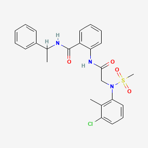 molecular formula C25H26ClN3O4S B4067513 2-{[N-(3-chloro-2-methylphenyl)-N-(methylsulfonyl)glycyl]amino}-N-(1-phenylethyl)benzamide 