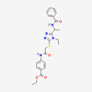 molecular formula C24H27N5O4S B4067516 ethyl 4-{[({5-[1-(benzoylamino)ethyl]-4-ethyl-4H-1,2,4-triazol-3-yl}thio)acetyl]amino}benzoate 