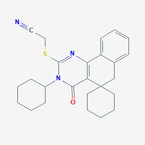 molecular formula C25H29N3OS B406752 2-(3-cyclohexyl-4-oxospiro[6H-benzo[h]quinazoline-5,1'-cyclohexane]-2-yl)sulfanylacetonitrile CAS No. 332024-61-0