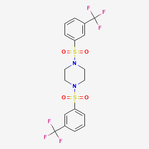 molecular formula C18H16F6N2O4S2 B4067525 1,4-bis{[3-(trifluoromethyl)phenyl]sulfonyl}piperazine 