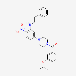 molecular formula C28H32N4O4 B4067529 5-[4-(3-异丙氧基苯甲酰)-1-哌嗪基]-2-硝基-N-(2-苯乙基)苯胺 