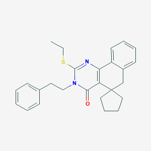 molecular formula C26H28N2OS B406754 2-ethylsulfanyl-3-(2-phenylethyl)spiro[6H-benzo[h]quinazoline-5,1'-cyclopentane]-4-one CAS No. 332024-75-6