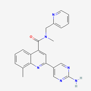 molecular formula C22H20N6O B4067560 2-(2-氨基嘧啶-5-基)-N,8-二甲基-N-(吡啶-2-基甲基)喹啉-4-甲酰胺 