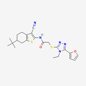 molecular formula C23H27N5O2S2 B4067565 N-(6-tert-butyl-3-cyano-4,5,6,7-tetrahydro-1-benzothien-2-yl)-2-{[4-ethyl-5-(2-furyl)-4H-1,2,4-triazol-3-yl]thio}acetamide 