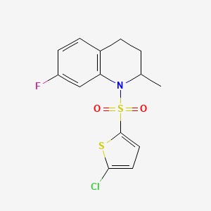 molecular formula C14H13ClFNO2S2 B4067571 1-[(5-chloro-2-thienyl)sulfonyl]-7-fluoro-2-methyl-1,2,3,4-tetrahydroquinoline 