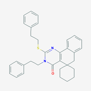 molecular formula C33H34N2OS B406758 3-(2-phenylethyl)-2-(2-phenylethylsulfanyl)spiro[6H-benzo[h]quinazoline-5,1'-cyclohexane]-4-one CAS No. 332024-89-2