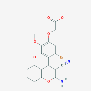 molecular formula C20H19BrN2O6 B4067587 methyl [4-(2-amino-3-cyano-5-oxo-5,6,7,8-tetrahydro-4H-chromen-4-yl)-5-bromo-2-methoxyphenoxy]acetate 