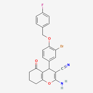 molecular formula C23H18BrFN2O3 B4067595 2-氨基-4-{3-溴-4-[(4-氟苄基)氧基]苯基}-5-氧代-5,6,7,8-四氢-4H-色烯-3-腈 