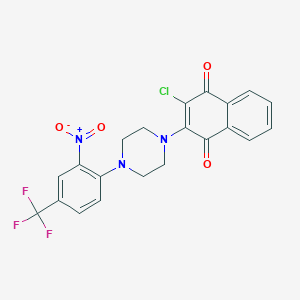 molecular formula C21H15ClF3N3O4 B4067604 2-氯-3-{4-[2-硝基-4-(三氟甲基)苯基]-1-哌嗪基}萘醌 