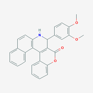 molecular formula C28H21NO4 B406762 3-(3,4-dimethoxyphenyl)-3,4-dihydro-2H-benzo[f]chromeno[3,4-c]quinolin-2-one 