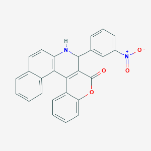 molecular formula C26H16N2O4 B406764 12-(3-Nitrophenyl)-9-oxa-13-azapentacyclo[12.8.0.02,11.03,8.017,22]docosa-1(14),2(11),3,5,7,15,17,19,21-nonaen-10-one CAS No. 332025-60-2