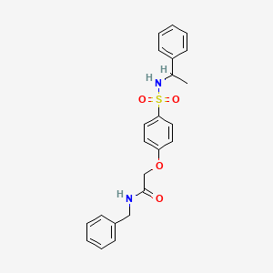 molecular formula C23H24N2O4S B4067640 N-benzyl-2-(4-{[(1-phenylethyl)amino]sulfonyl}phenoxy)acetamide 