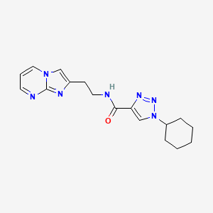 molecular formula C17H21N7O B4067659 1-cyclohexyl-N-(2-imidazo[1,2-a]pyrimidin-2-ylethyl)-1H-1,2,3-triazole-4-carboxamide 
