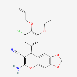 molecular formula C22H19ClN2O5 B4067716 8-[4-(烯丙氧基)-3-氯-5-乙氧基苯基]-6-氨基-8H-[1,3]二氧杂环[4,5-g]色烯-7-腈 