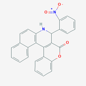 molecular formula C26H16N2O4 B406772 3-{2-nitrophenyl}-3,4-dihydro-2H-benzo[f]chromeno[3,4-c]quinolin-2-one 