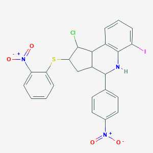 1-chloro-4-{4-nitrophenyl}-2-({2-nitrophenyl}sulfanyl)-6-iodo-2,3,3a,4,5,9b-hexahydro-1H-cyclopenta[c]quinoline