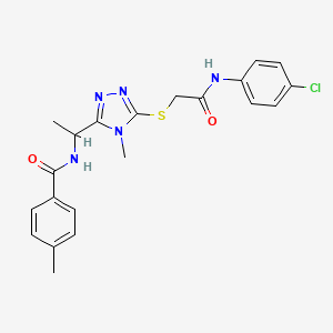 molecular formula C21H22ClN5O2S B4067748 N-{1-[5-({2-[(4-chlorophenyl)amino]-2-oxoethyl}thio)-4-methyl-4H-1,2,4-triazol-3-yl]ethyl}-4-methylbenzamide 
