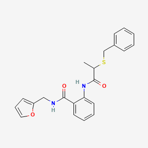 molecular formula C22H22N2O3S B4067759 2-{[2-(benzylthio)propanoyl]amino}-N-(2-furylmethyl)benzamide 