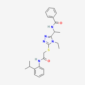 molecular formula C24H29N5O2S B4067761 N-{1-[4-ethyl-5-({2-[(2-isopropylphenyl)amino]-2-oxoethyl}thio)-4H-1,2,4-triazol-3-yl]ethyl}benzamide 