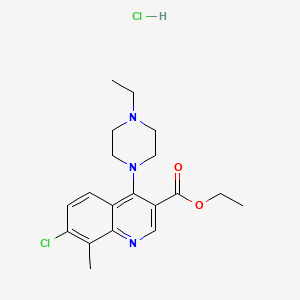 molecular formula C19H25Cl2N3O2 B4067797 盐酸乙基 7-氯-4-(4-乙基-1-哌嗪基)-8-甲基-3-喹啉甲酸酯 